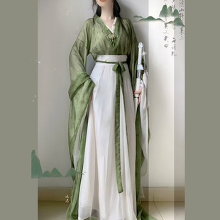 烟雨魏晋风汉服女清冷风广袖南北朝大袖儒八破裙女侠风超仙套装