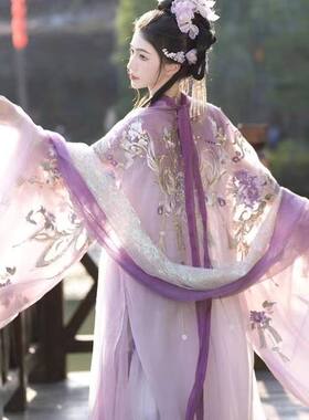 花神司十二花神（芍药）汉服女刺绣诃子裙改良元素齐胸唐超仙紫色