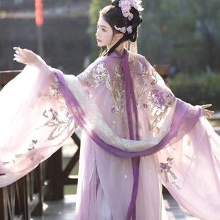 套装 素齐胸唐春款 超仙芍药紫色仙 汉服刺绣诃子裙改良元 花神记新款