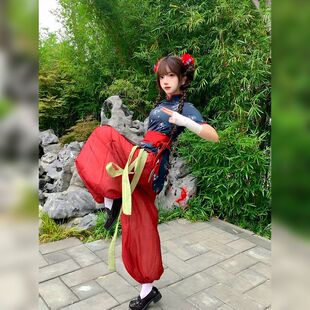 花神司中华娘小仙姑新中式汉服女立领修身复古短款旗袍灯笼裤