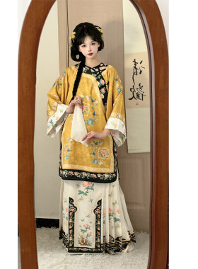 花神司【花鸟间】清女服装复原斜襟圆领晋商少奶奶民族服印花格格
