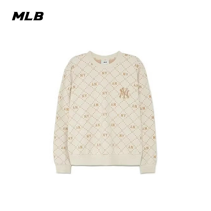 MLB卫衣男女情侣简奢钻石老花圆领套头刺绣外套3AMTM0134