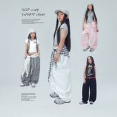 CBXLAB儿童街舞潮牌透气棉三褶香蕉伞兵裤 JAZZ美式 街头嘻哈运动潮