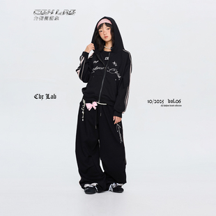 CBXLAB儿童街舞潮牌哥特铆钉弧线潮酷套装 街头hiphop街舞运动 美式