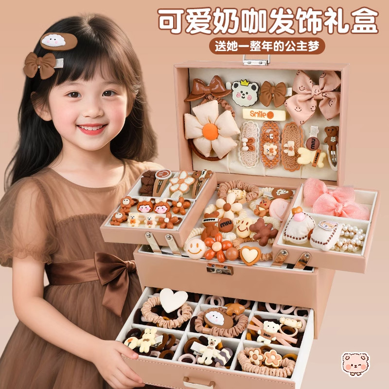 高端卡通发饰礼盒2025年新款女童实用发夹卡头饰套装女孩生日礼物