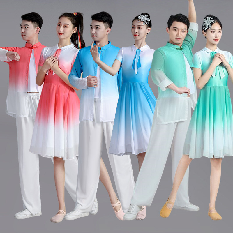 中学生合唱团演出服女舞蹈服装红歌现代舞青春活力连衣裙快板成人
