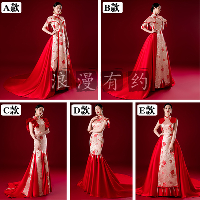 中国风演出礼服商演T台走秀拖尾