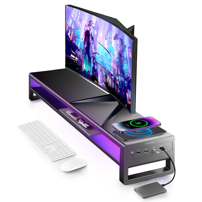 炫彩职业级电竞显示器增高架台式电脑支架多功能无线快充USB扩展