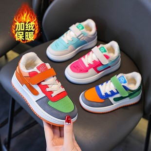 男童棉鞋aj板鞋儿童鸳鸯鞋子2025冬季新款加绒加厚保暖女童运动鞋