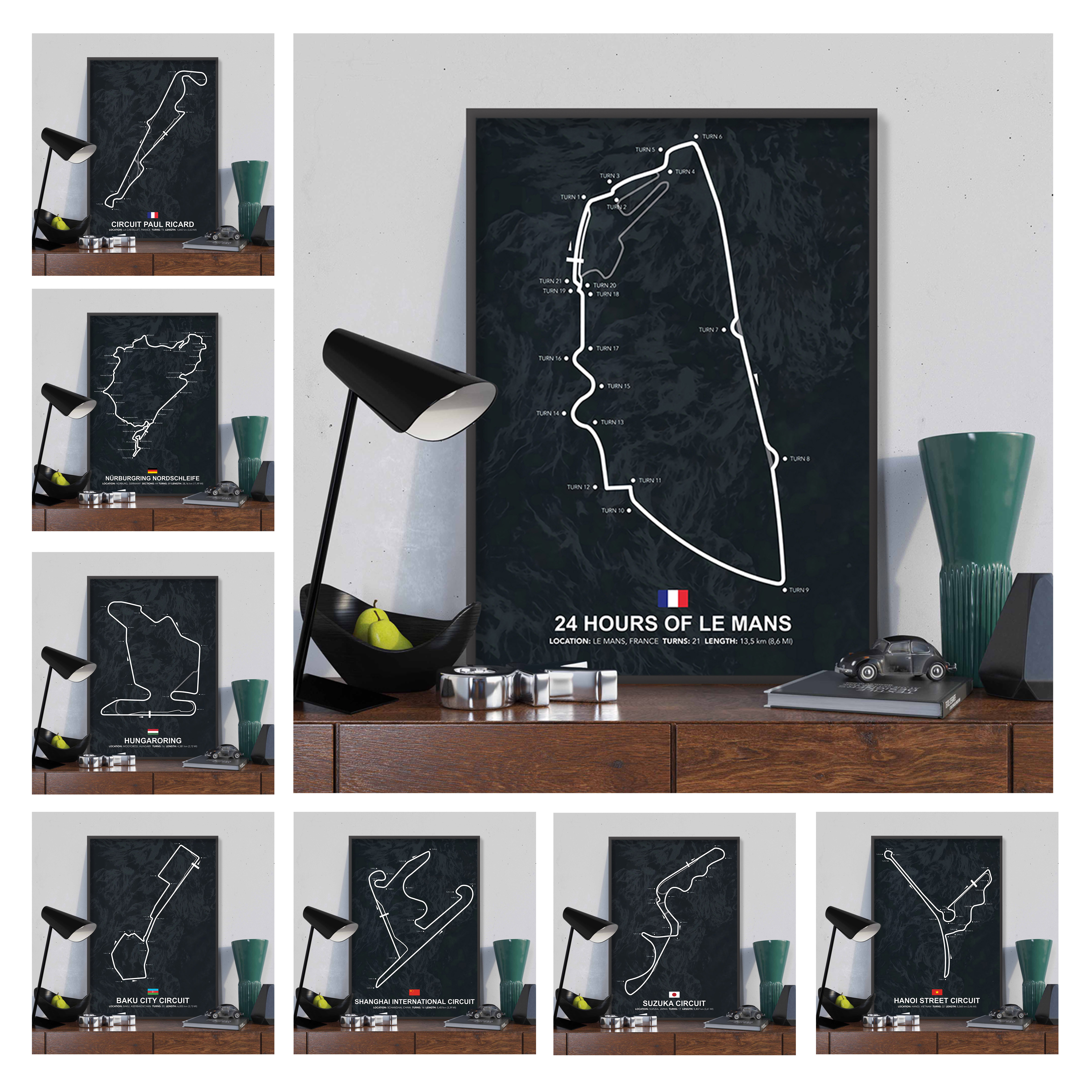 勒芒赛道挂画lemans耐力赛f1上海赛车场壁画卡丁车场背景墙装饰画