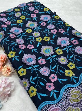 全水溶高档棉布3D立体绣手感舒适柔软棉布面料cotton lace 5yards