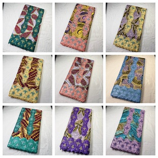 新款民族风非洲洒金蜡染立体绣贴花布料3D appliqué wax 5yards