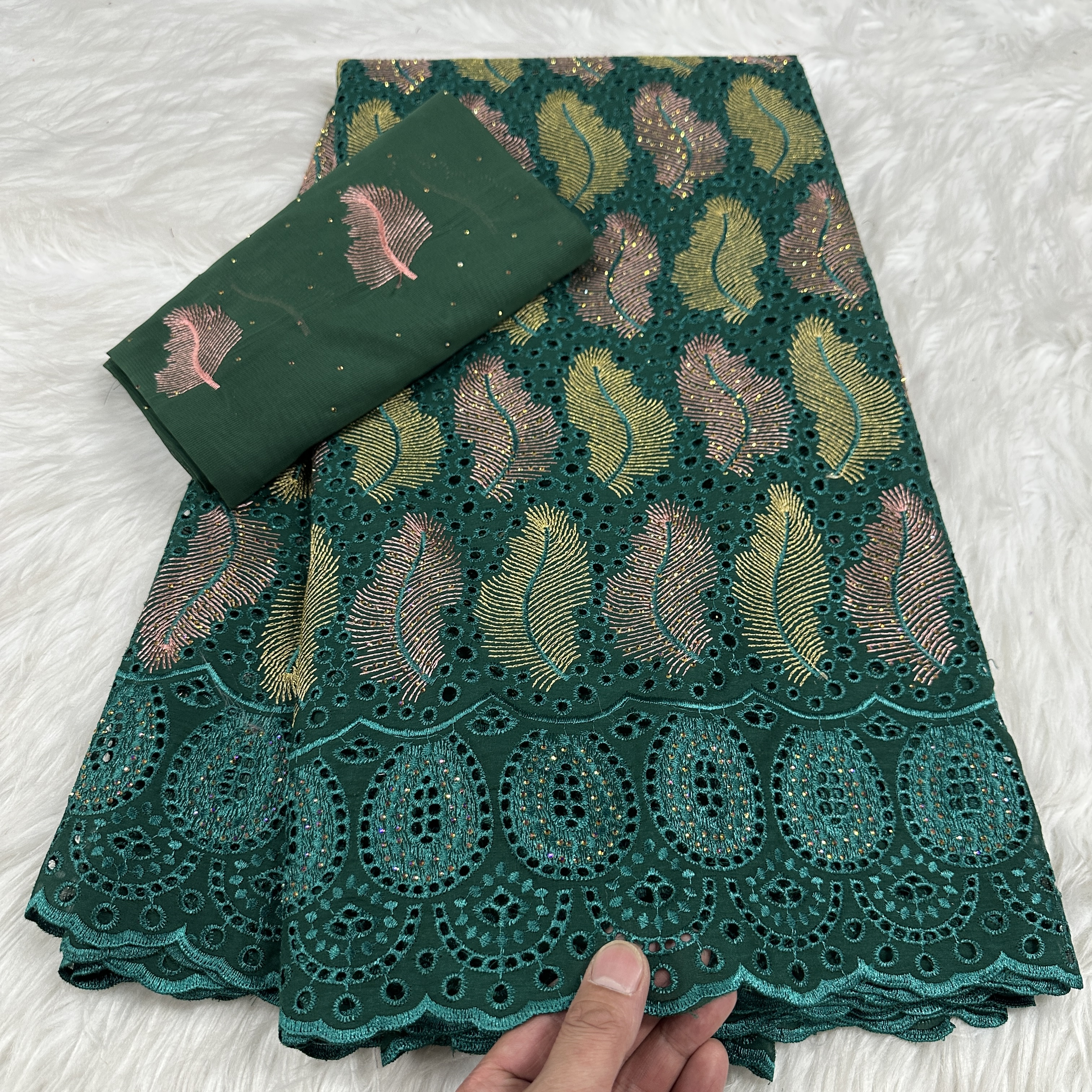 swiss voile lace fabric5+2码非洲花边婚纱礼服裙面服装刺绣棉布