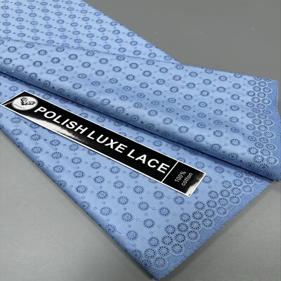POLISH LUXE LACE纯棉蕾丝面料蓝色圆圈纹理高质感布料100%cotton