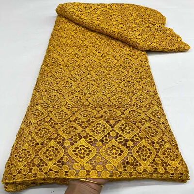 新款水溶蕾丝刺绣面料镂空网纱旗袍连衣裙布料厂家guipure lace