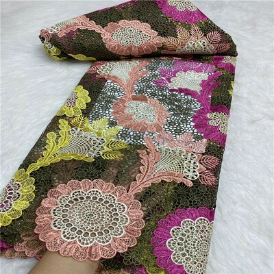 热销水溶绣花刺绣非洲蕾丝满幅