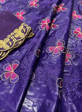 新款外贸宽幅高质量全棉绣花非洲民族风服饰布料 bazin cotton