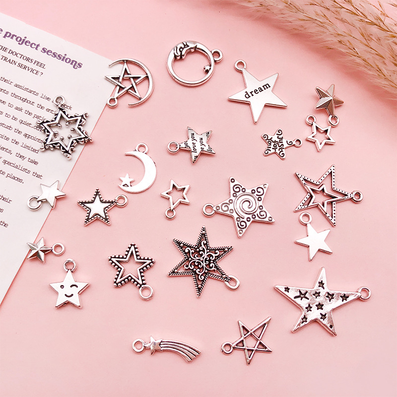 复古合金星星五角星吊坠挂件