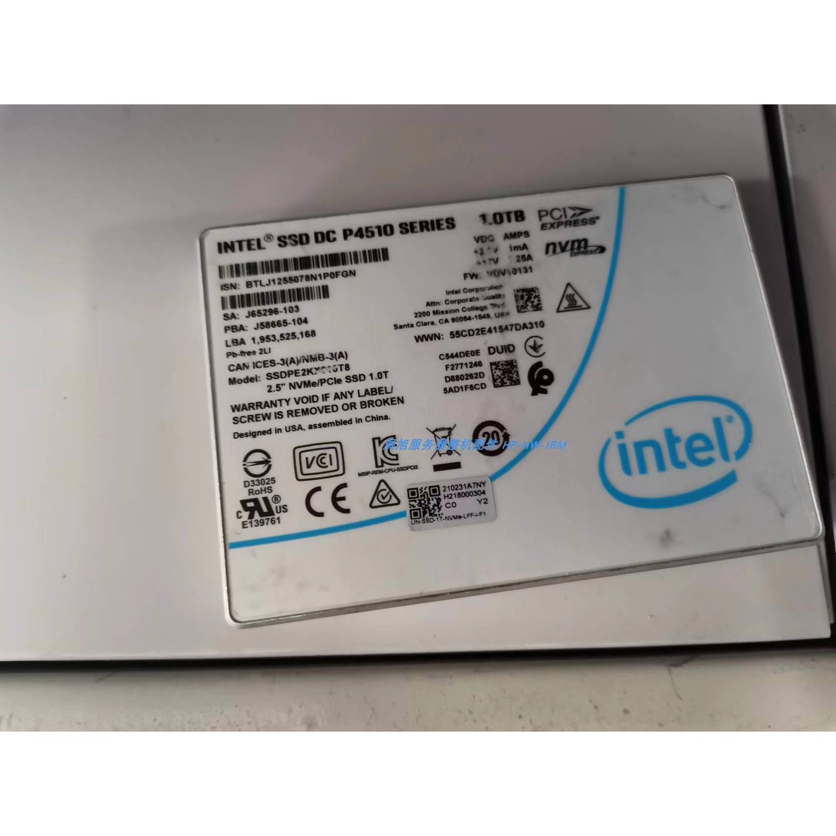 H3C 1TB 0231A7NY NVMe U.2 3.5in RI P4510 SSD 硬盘 带架子议价
