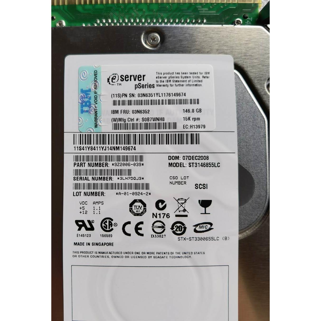 【汇盈传感器】IBM 03N6352 03N6351 3279 硬盘 ST3146855LC 146G
