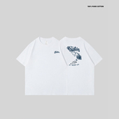 短tee复古印花潮流潮牌打底衫 重磅纯棉圆领短袖 t恤男白色宽松美式