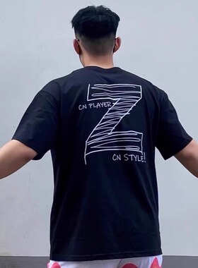 黑色圆领短袖t恤男2025新款夏季潮牌潮流美式青少年宽松涂鸦上衣