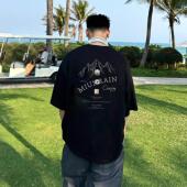 小众设计感重磅纯棉短袖 体恤黑色宽松上衣夏季 t恤男美式 重磅半袖