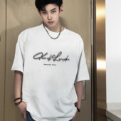 t恤男夏季 潮牌美式 宽松重磅oversize短袖 字母印花纯棉上衣TEE