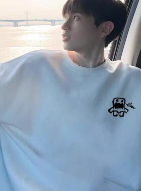 潮牌重磅纯棉短袖t恤男夏季新款正肩宽松大码上衣青少年百搭半袖