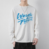 男士 白色卫衣男款 宽松上衣服 长袖 T恤内搭潮牌美式 春秋季 2024新款