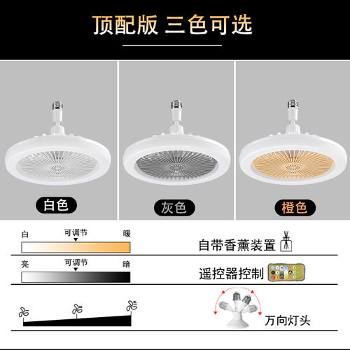 吸顶灯E27螺口风扇灯风扇吊灯一体遥控厨房节能房间led家用风扇灯