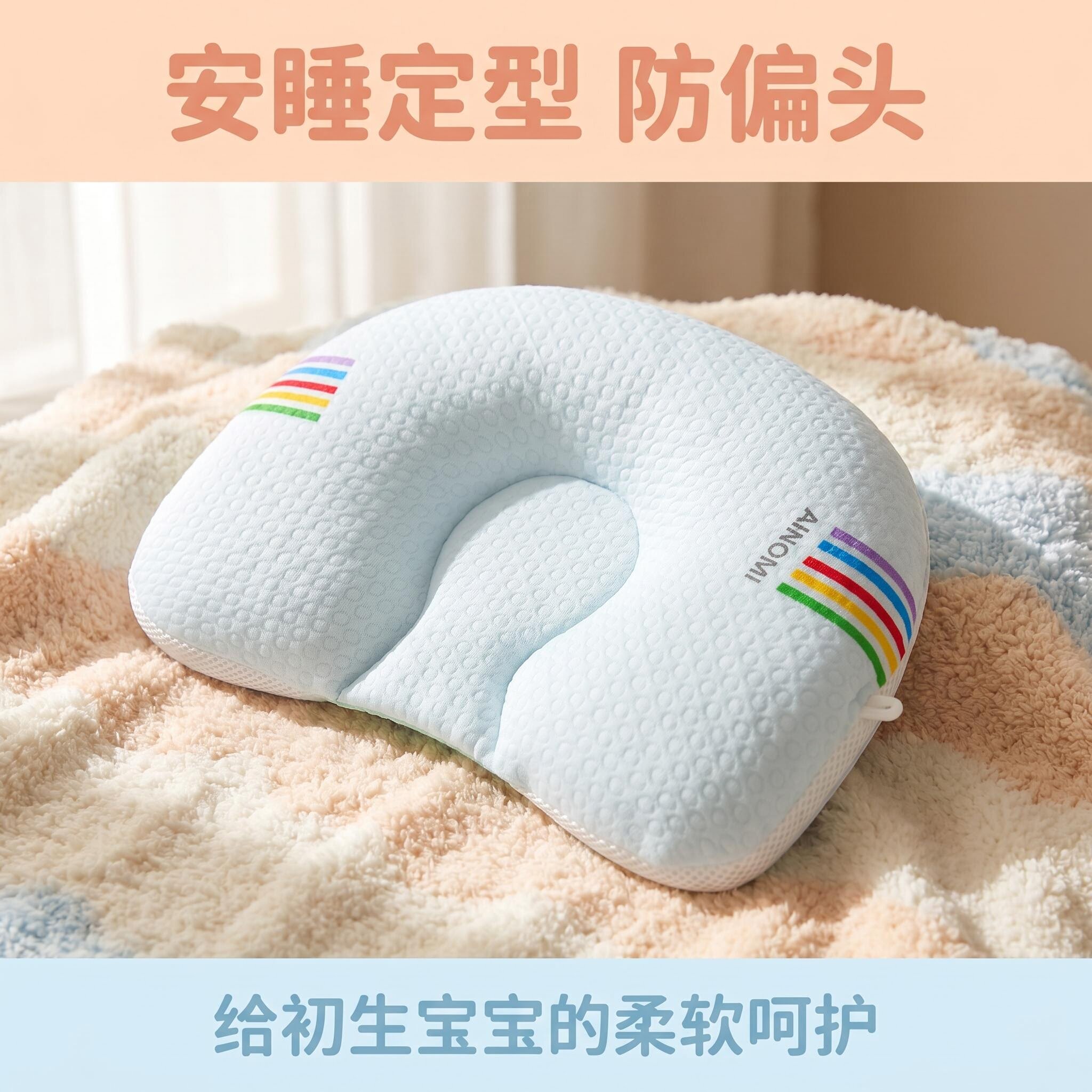 彩虹婴儿定型枕岁宝宝护头防偏头