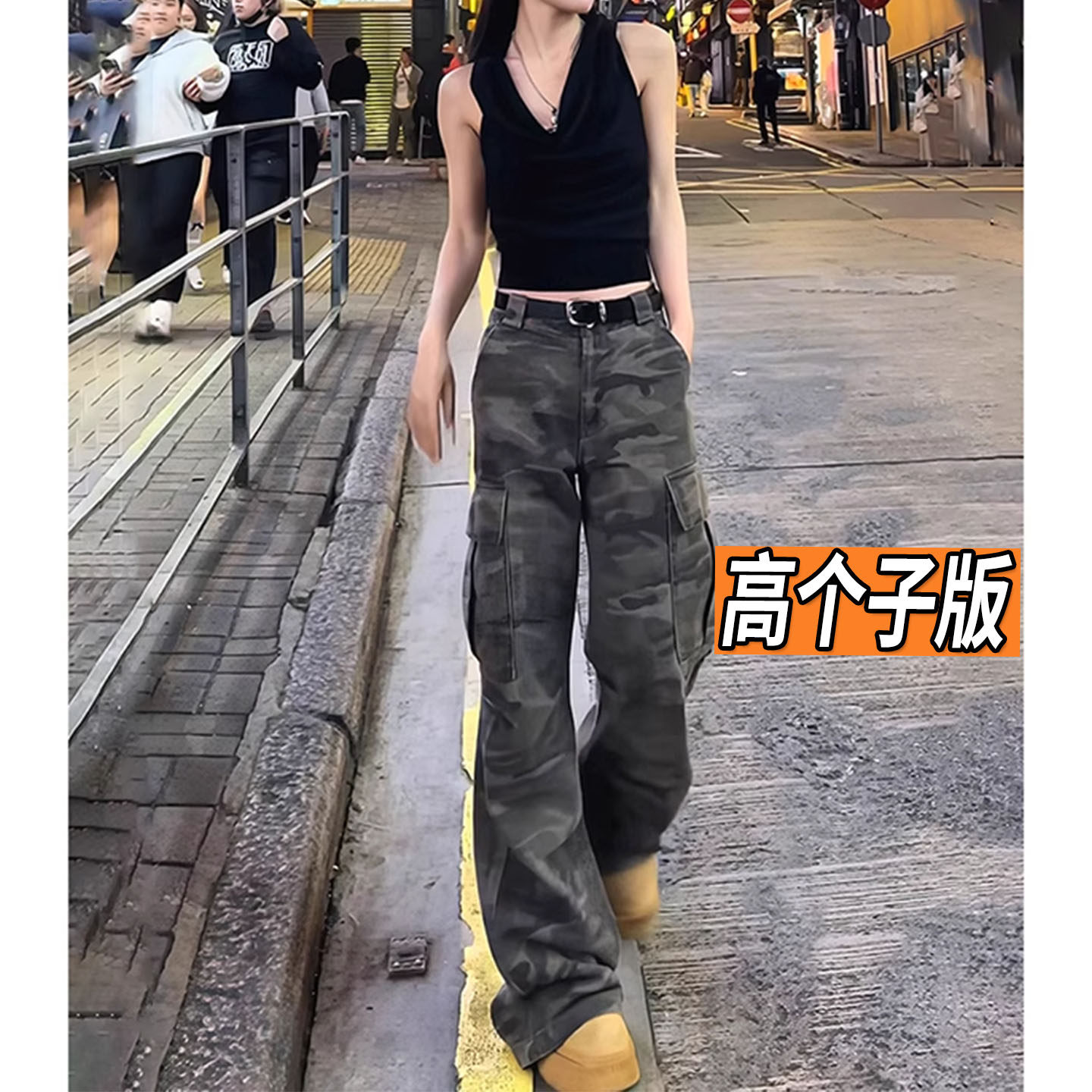 175高个子迷彩工装裤女春秋新款图片