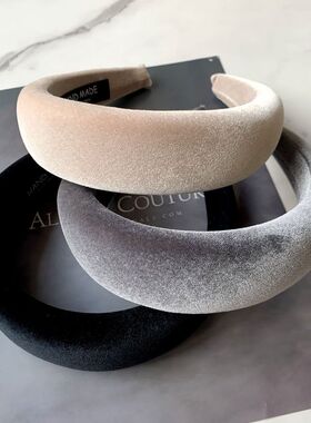 韩国进口复古黑色丝绒高颅顶宽发箍高级感厚海绵头箍发饰头饰冬女