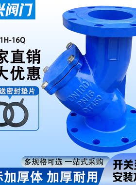 法兰过滤器球墨烤漆Y型过滤阀