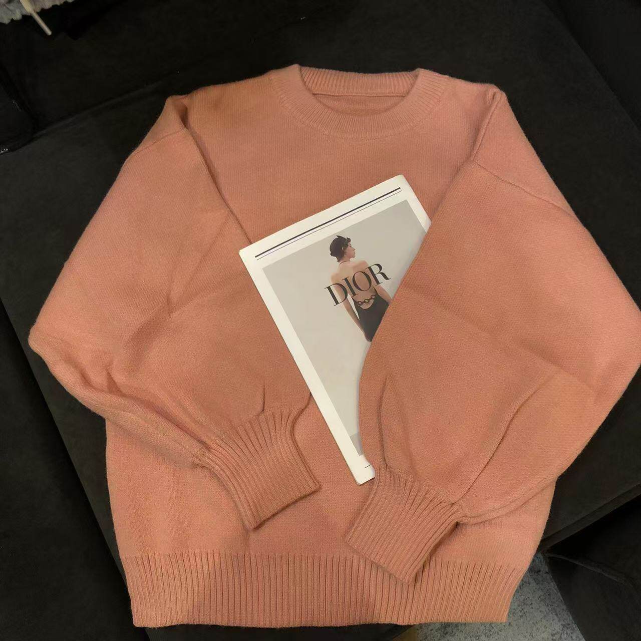 慧慧来自星星女装店  粉色光板百搭洋气灯笼袖毛衣