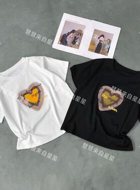 慧慧来自星星女装店 13601新款休闲显瘦款 变色爱心短袖T恤THEEE