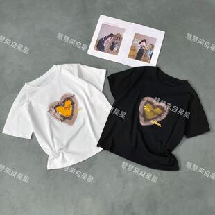 慧慧来自星星女装店 13601新款休闲显瘦款 变色爱心短袖T恤THEEE