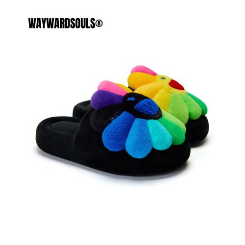 WaywardSouls x UUU联名款 软弹防滑 潮流 情侣款 彩色太阳花拖鞋
