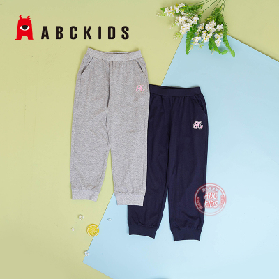 abckids童装女童休闲裤学生百搭运动裤2024夏季新款针织长裤纯棉