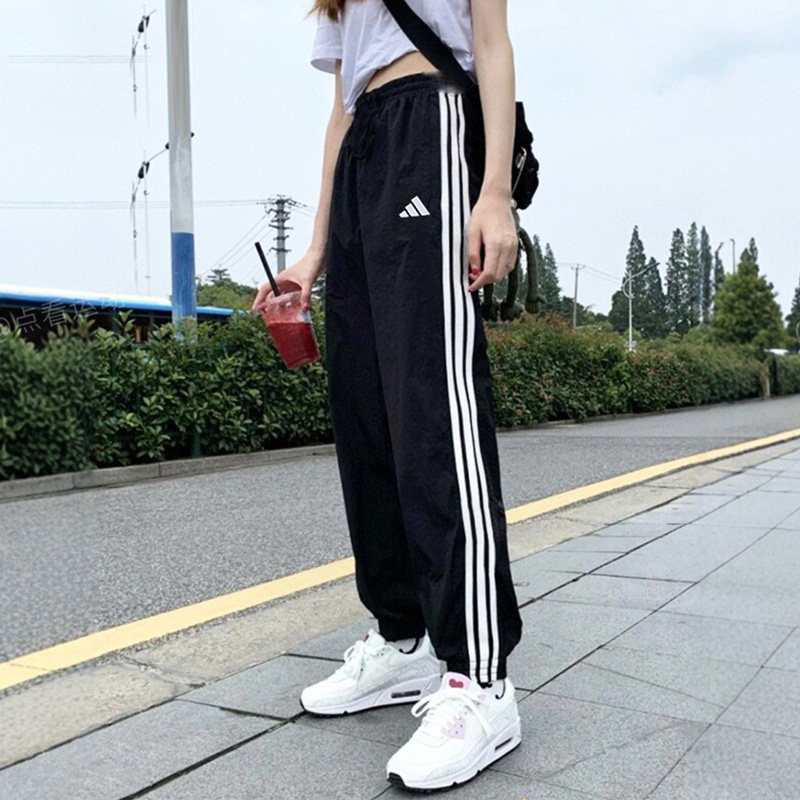阿迪达斯速干裤子女裤2025新款运动裤三条杠束脚裤休闲裤JI83