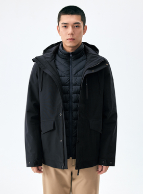 LANBU蓝步羽绒三合一夹克男装2024秋冬防风运动服上衣冲锋外套