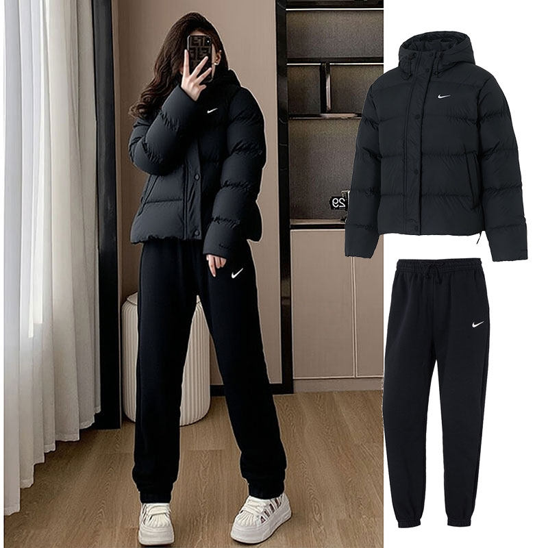 Nike耐克运动套装女装2025新款连帽夹克外套羽绒服加绒束脚长裤,运动服/休闲服装,运动套装,淘宝优惠券,粉丝福利购,淘宝优惠卷