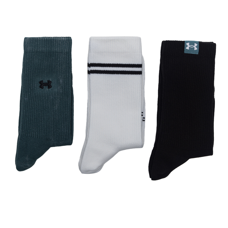 UA安德玛长筒袜男袜女袜秋季新款三双装透气休闲袜跑步训练袜子潮