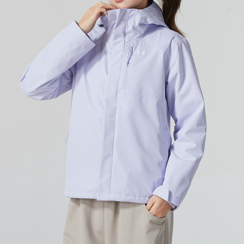 UA安德玛紫色三合一夹克女装秋季新款防风休闲外套跑步训练运动服