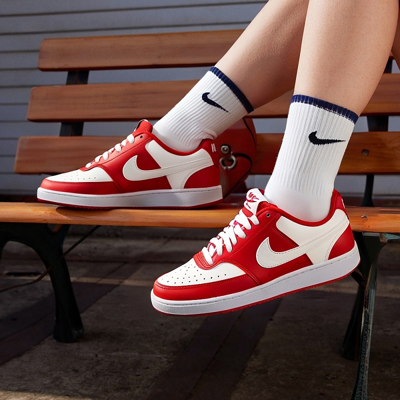 Nike耐克COURT官方旗舰正品2025新款女鞋红色低帮复古板鞋DH3158