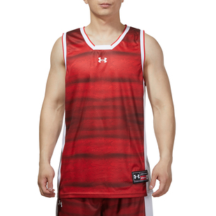 UA安德玛红色篮球背心男装女装春季新款训练无袖T恤衫宽松运动服