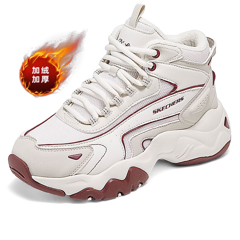 斯凯奇加绒熊猫鞋女鞋中帮老爹鞋