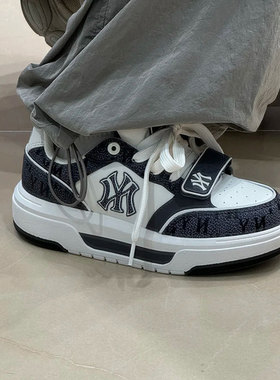 MLB鞋子张凌赫同款男女鞋25冬季新款低帮厚底板鞋休闲鞋3ASXP025N