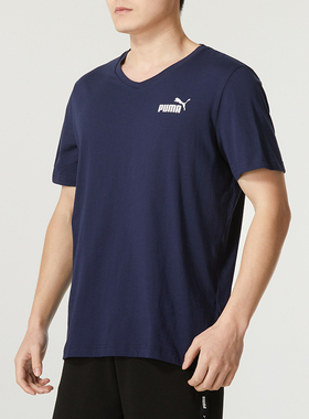 【闪购】PUMA彪马短袖男装V领休闲T恤跑步训练运动服五分袖630562